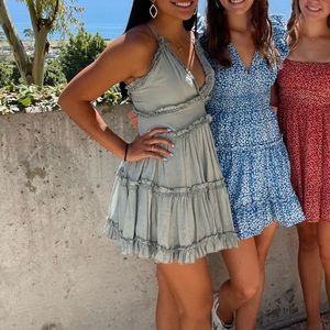 Revolve Sage Green Ruffled Sundress